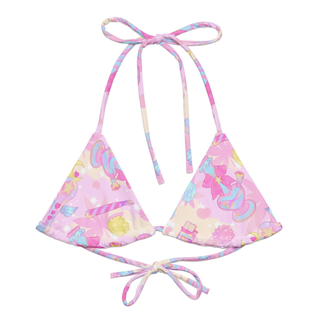 Shop the Indica Magica Padded String Bikini Top, featuring eco-friendly materials and vibrant all-over print design.