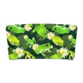 Kero-kero bandeau bikini top with playful green frog and lily pad print, perfect for summer lounging and tanning.
