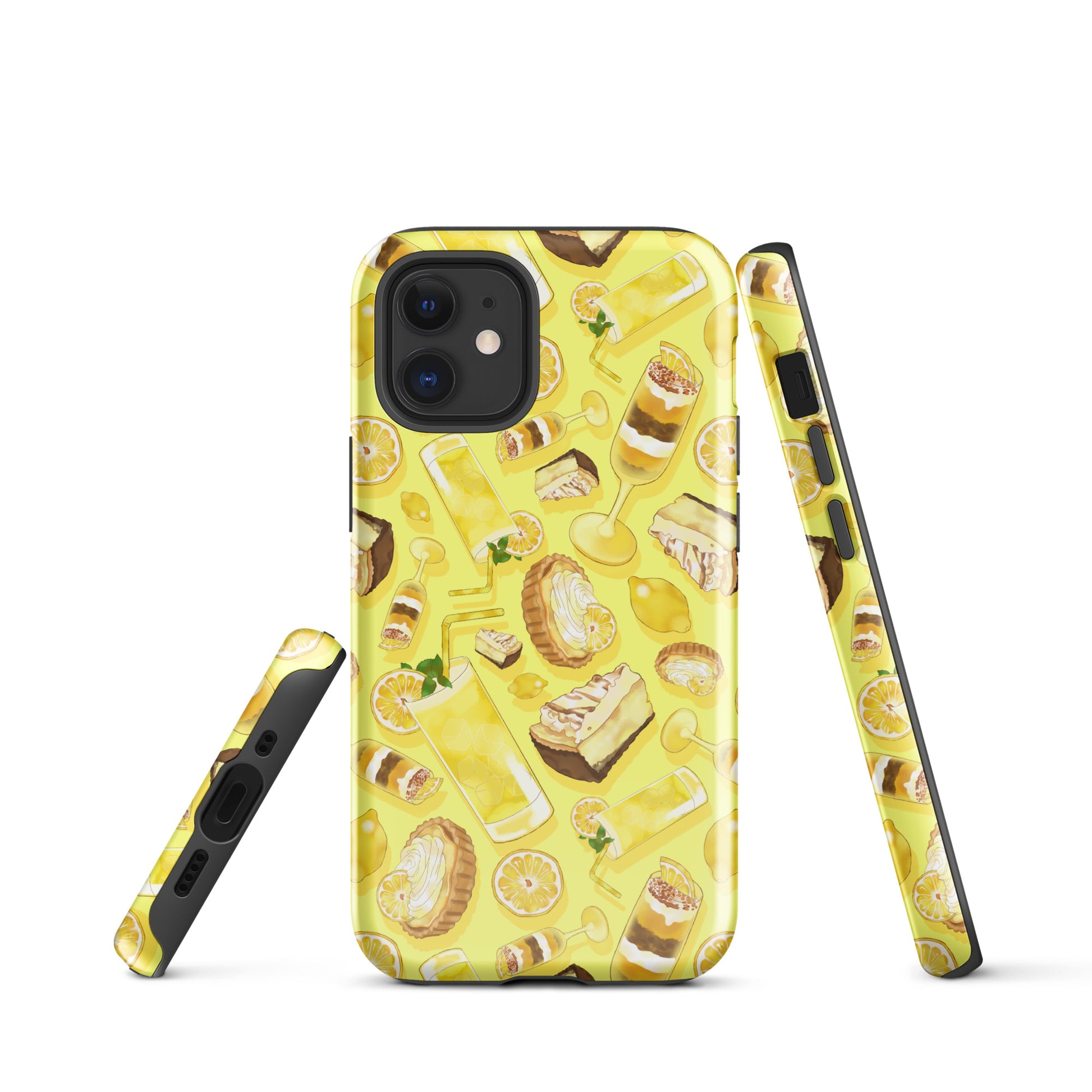 Stylish Lemon iPhone® Tough Case featuring a vibrant lemon design, offering durable protection and trendy flair.