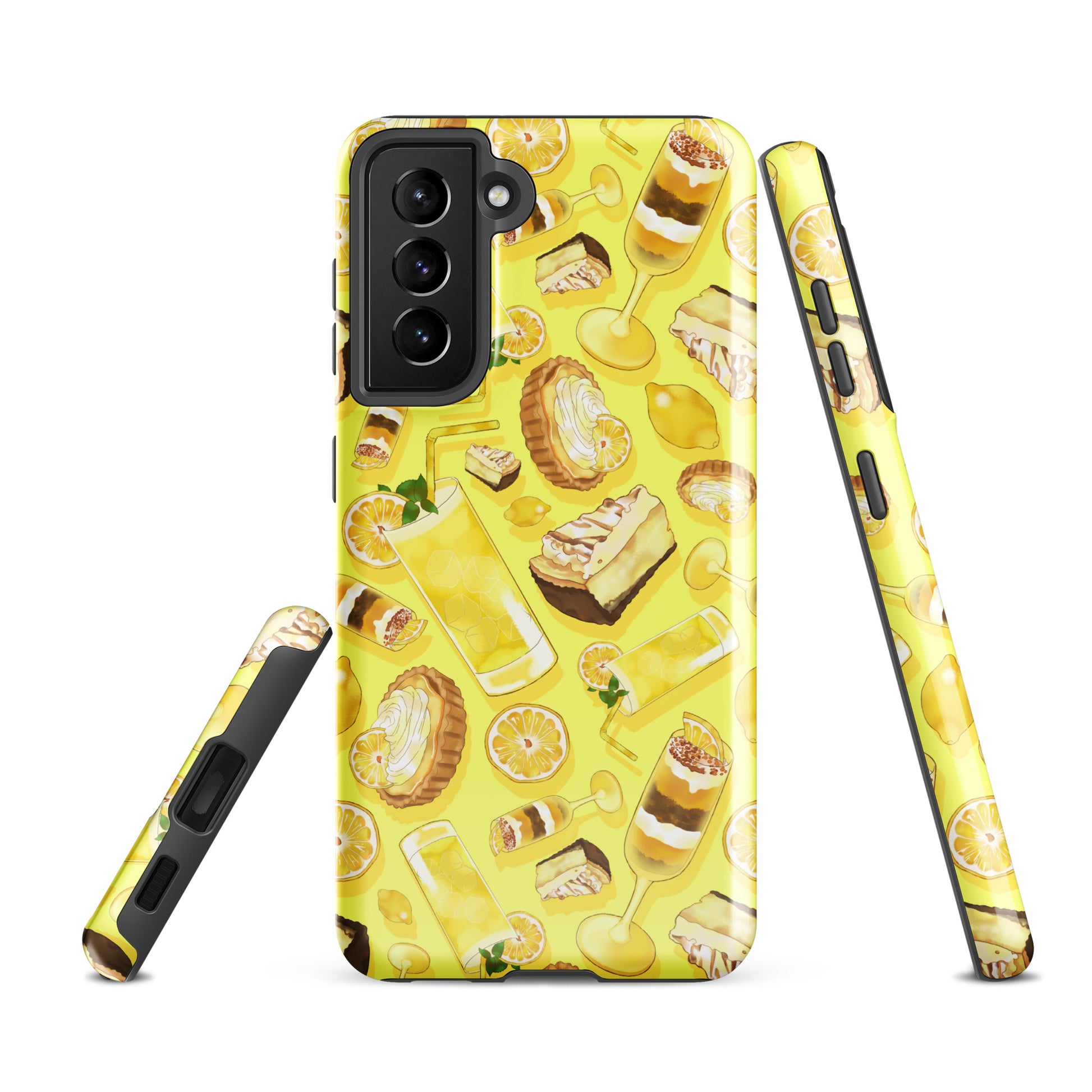 Vibrant Lemon Samsung® Tough Case featuring artistic lemon designs, offering durability and style for your Galaxy S21 FE.