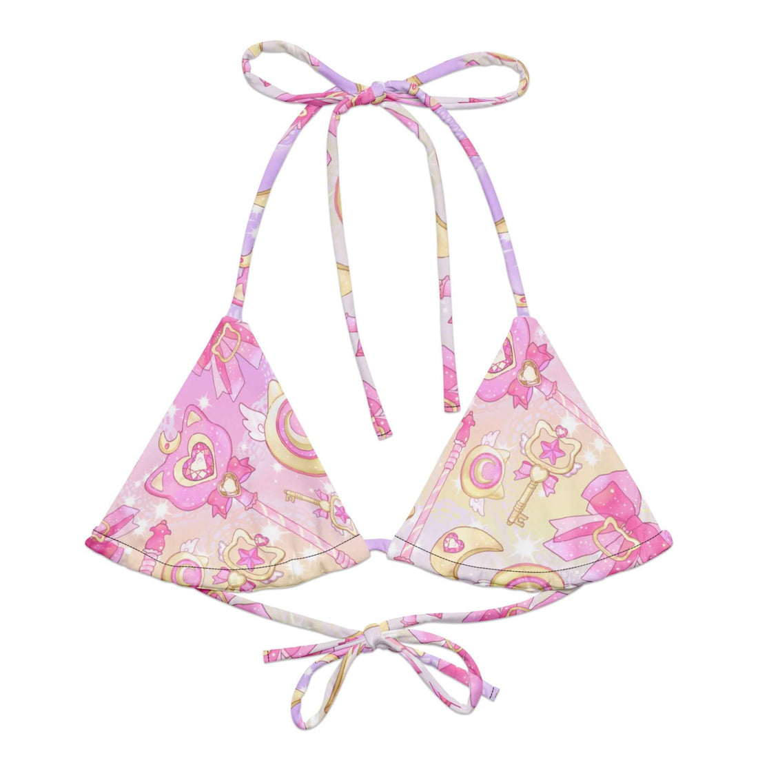 Shop the Magical Girl Padded String Bikini Top, featuring vibrant prints and eco-friendly recycled polyester for summer fun.