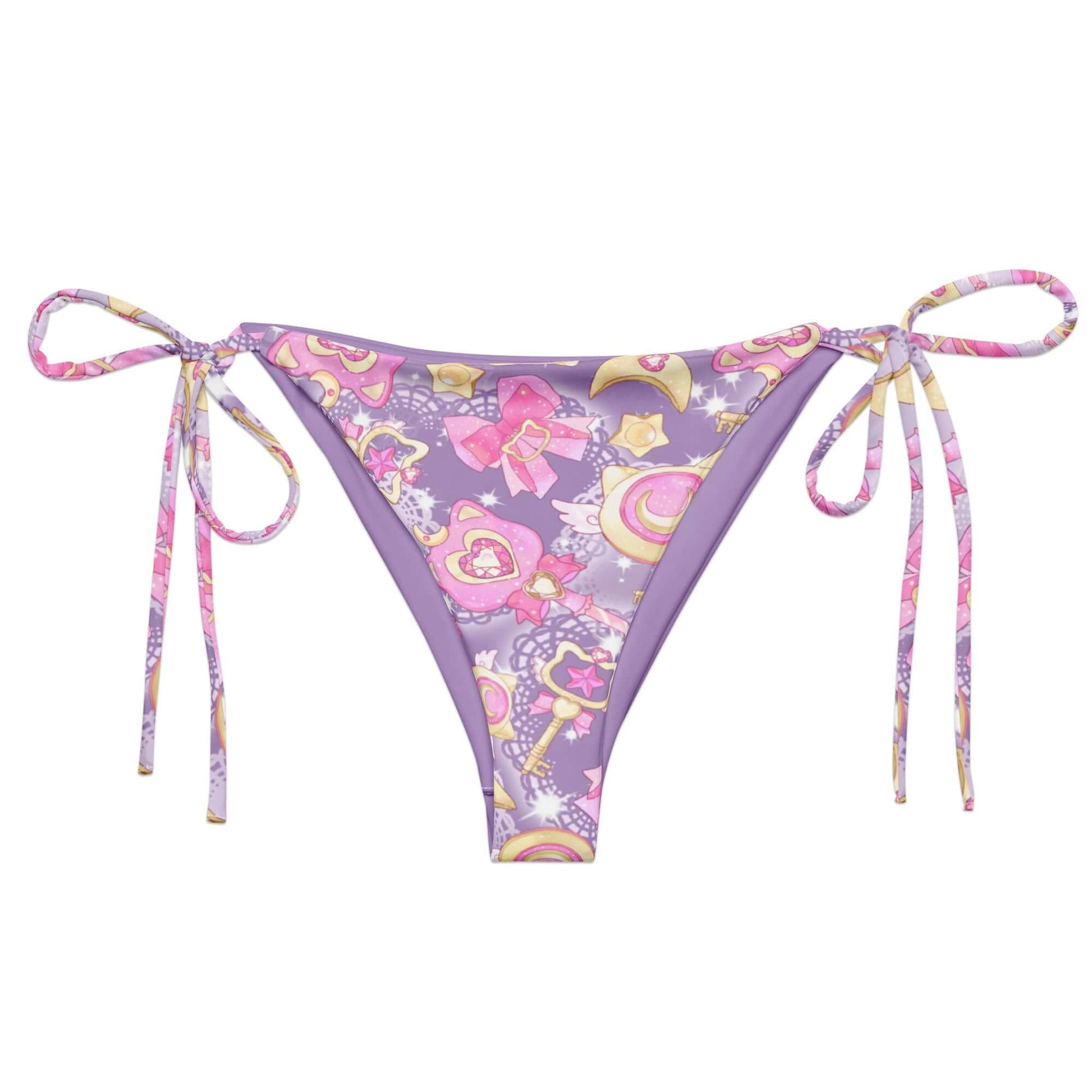 Stylish Magical Girl String Bikini Bottom features playful designs, perfect for poolside relaxation this summer.