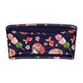 Matsuri bandeau bikini top featuring colorful Japanese-themed patterns with food and flowers.