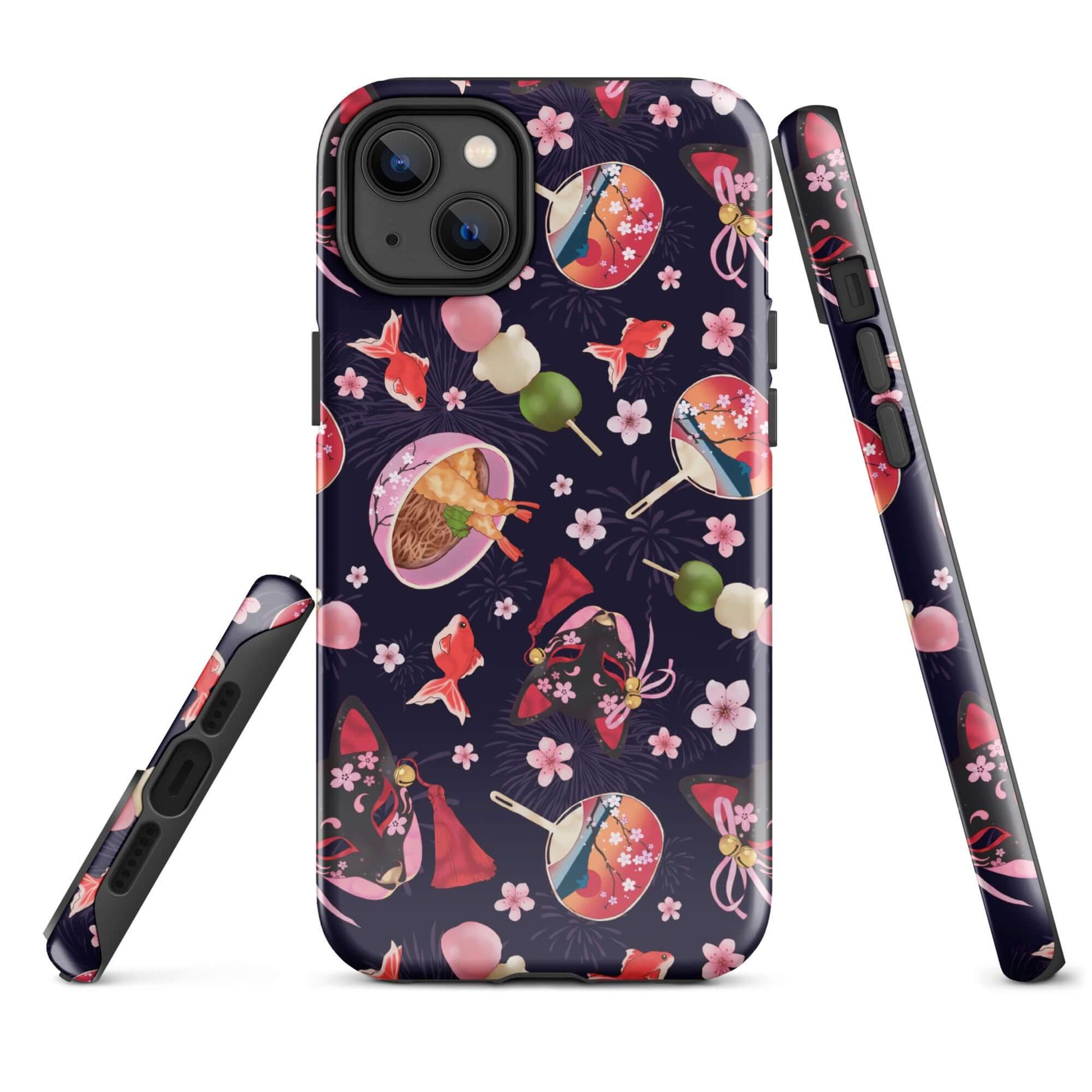 Stylish Matsuri iPhone® Tough Case featuring vibrant designs, dual-layer protection for ultimate phone safety.