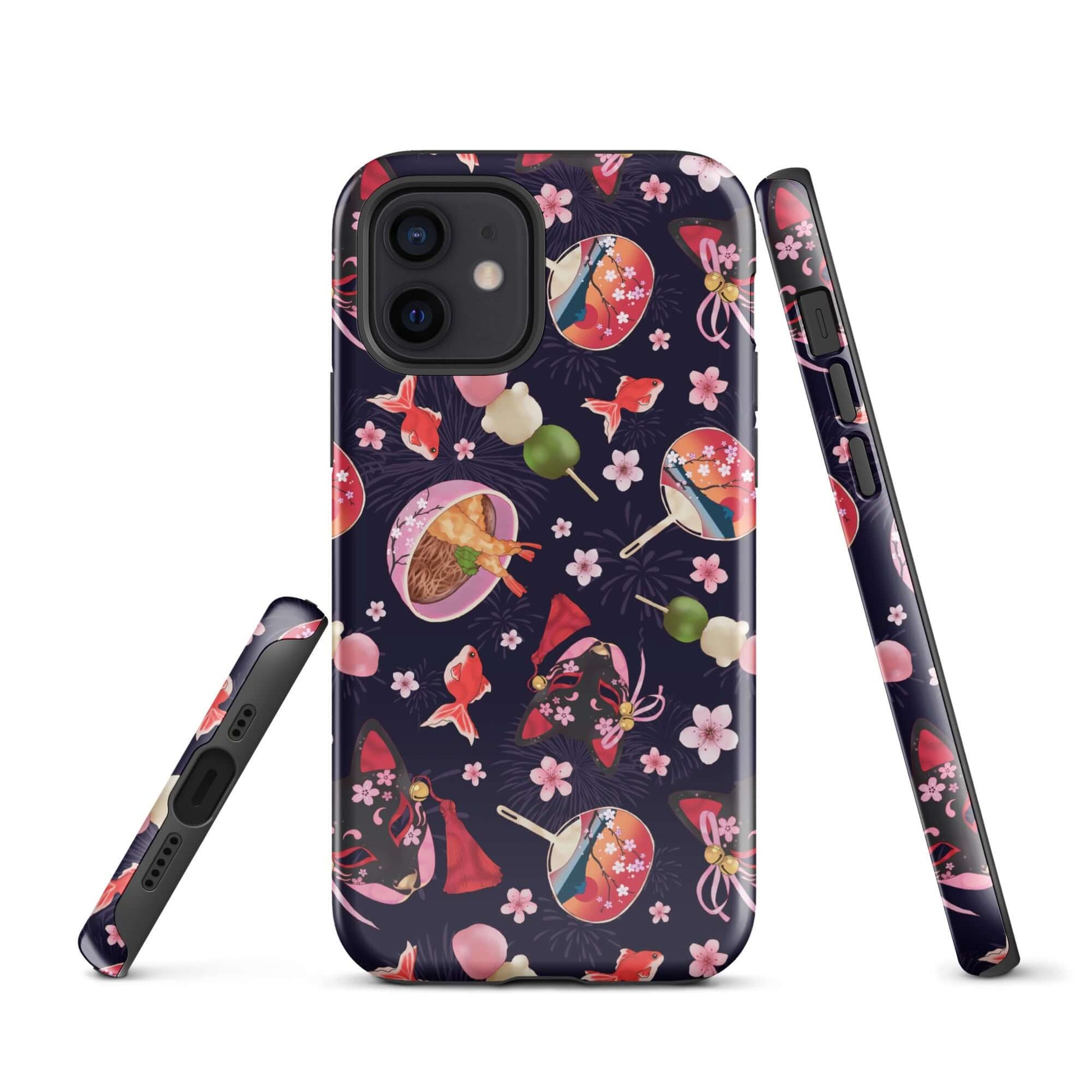 Stylish Matsuri iPhone® Tough Case featuring colorful Japanese elements, designed for maximum protection and fashion.
