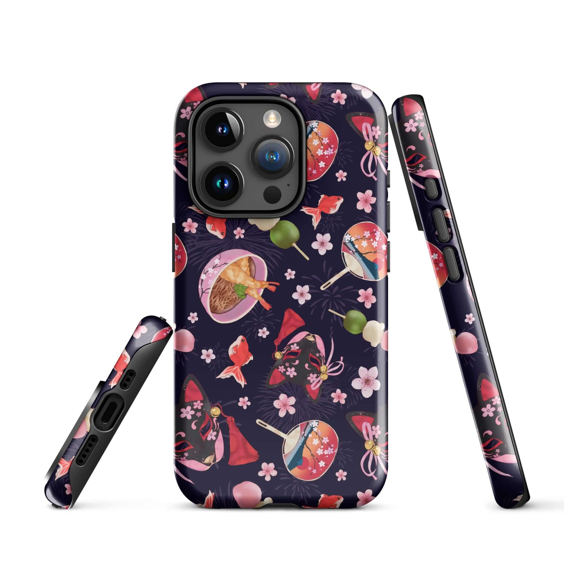 Matsuri iPhone® Tough Case showcases vibrant designs, offering stylish protection with dual-layer durability.