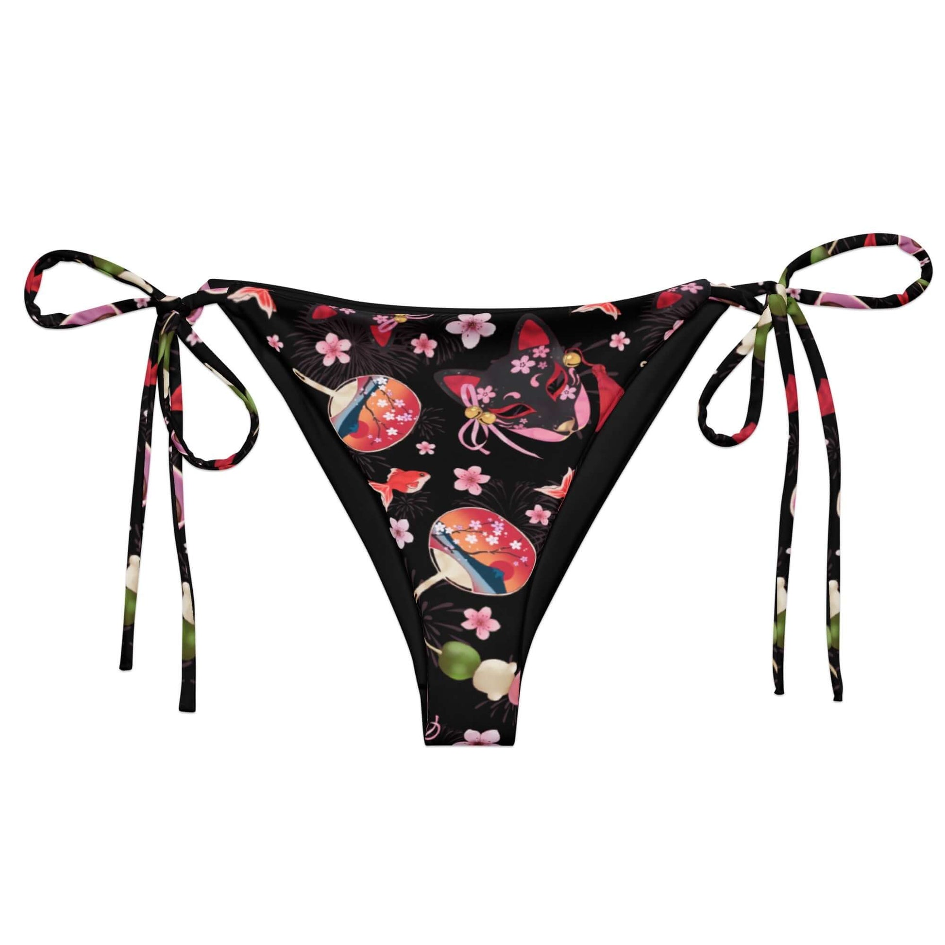 Matsuri String Bikini Bottom features vibrant floral prints, perfect for sunbathing by the pool this summer.
