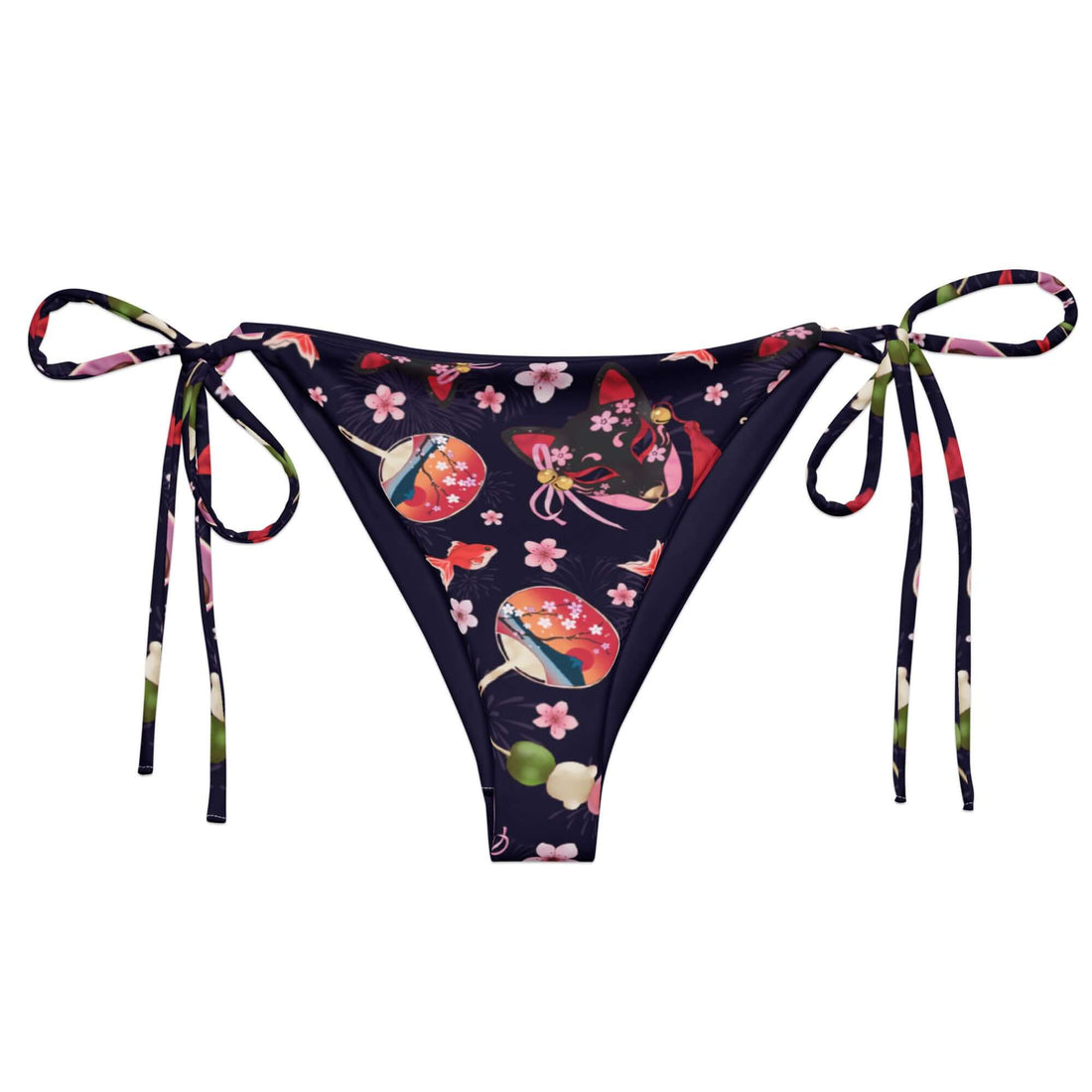 Matsuri String Bikini Bottom features vibrant prints, adjustable ties, and UPF 50+ for stylish summer sunbathing.