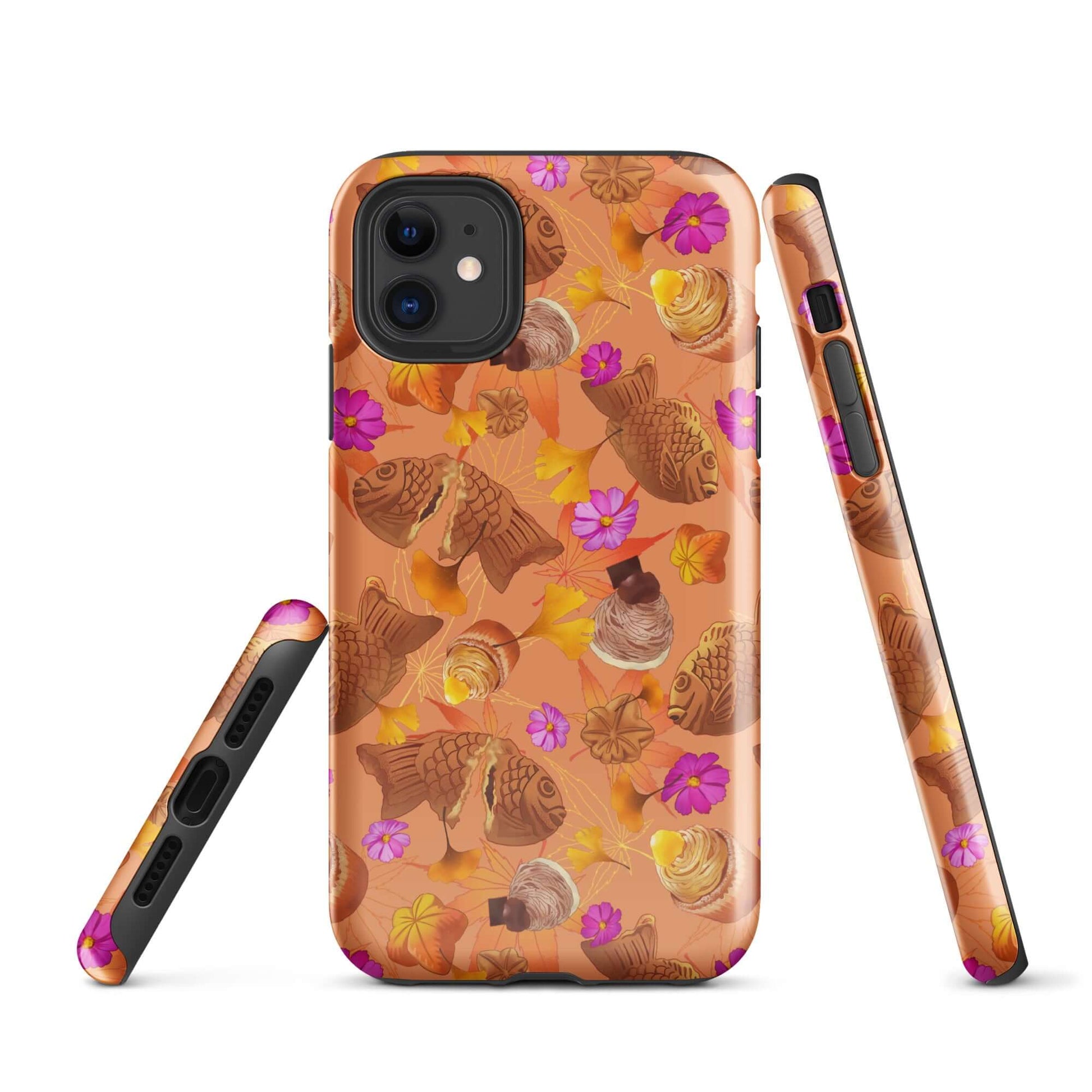 Stylish Momiji iPhone® Tough Case featuring vibrant designs, offering durable protection and impact absorption.