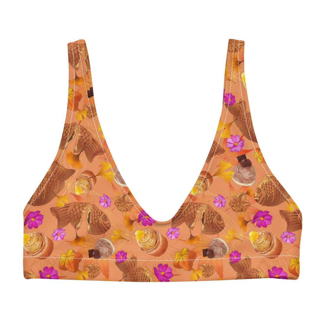 Embrace fall with the Momiji Padded Bikini Top, featuring vibrant prints perfect for any seasonal adventure.
