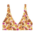 Stylish Momiji Padded Bikini Top featuring a festive fall print, perfect for your gym adventures this season.