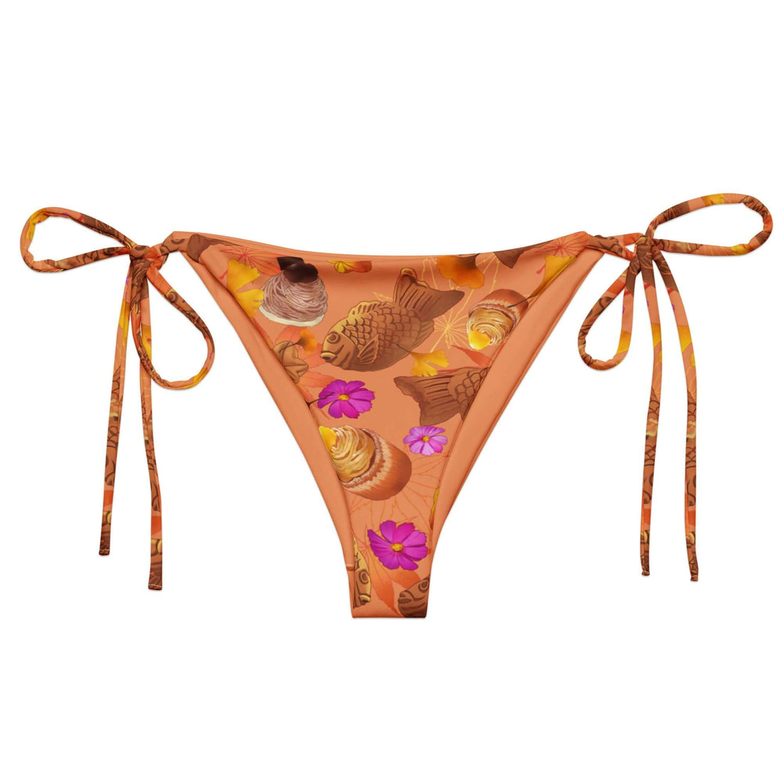 Momiji String Bikini Bottom featuring a vibrant design, perfect for sunbathing by the pool this summer.