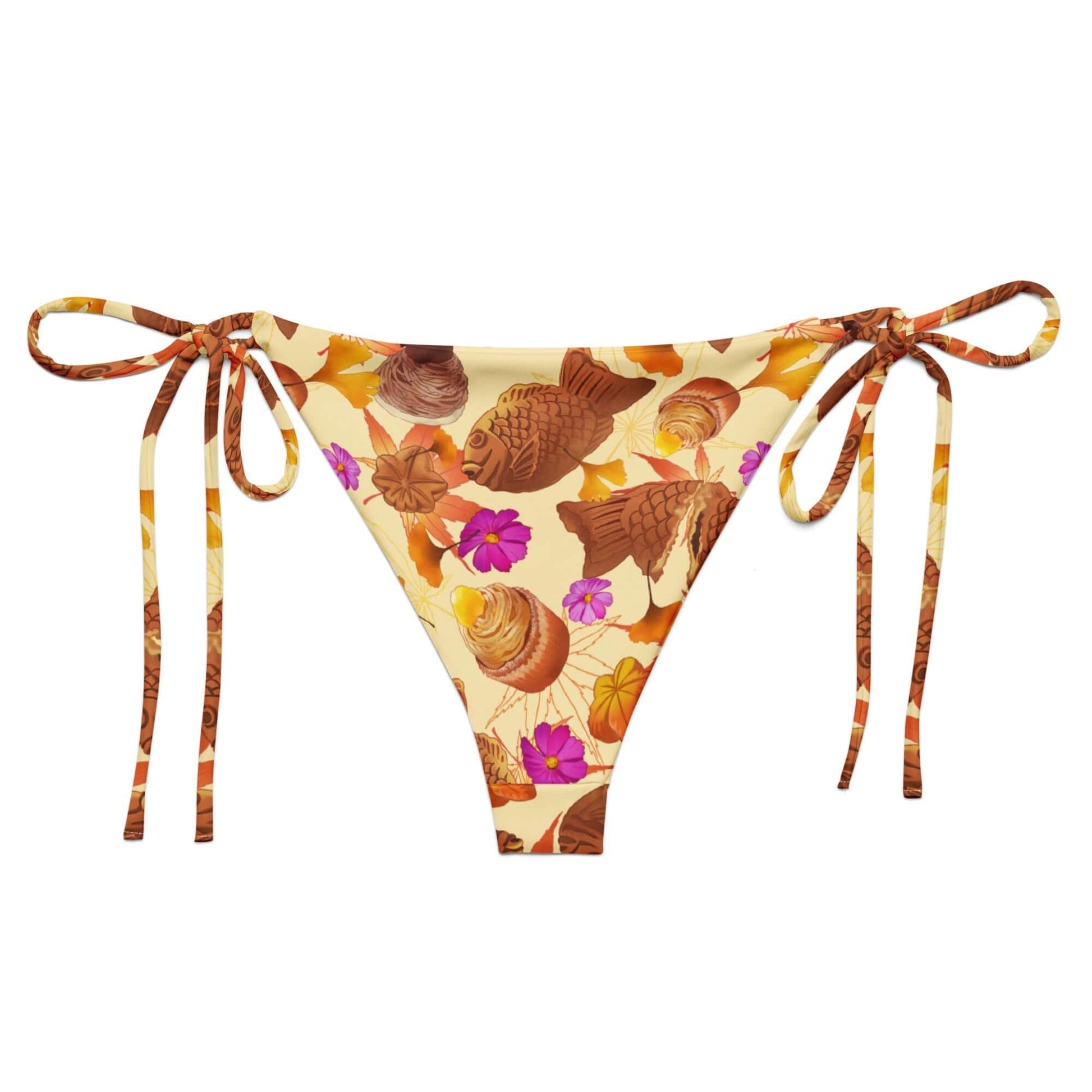 Momiji String Bikini Bottom features a vibrant design, perfect for sunbathing by the pool this summer.