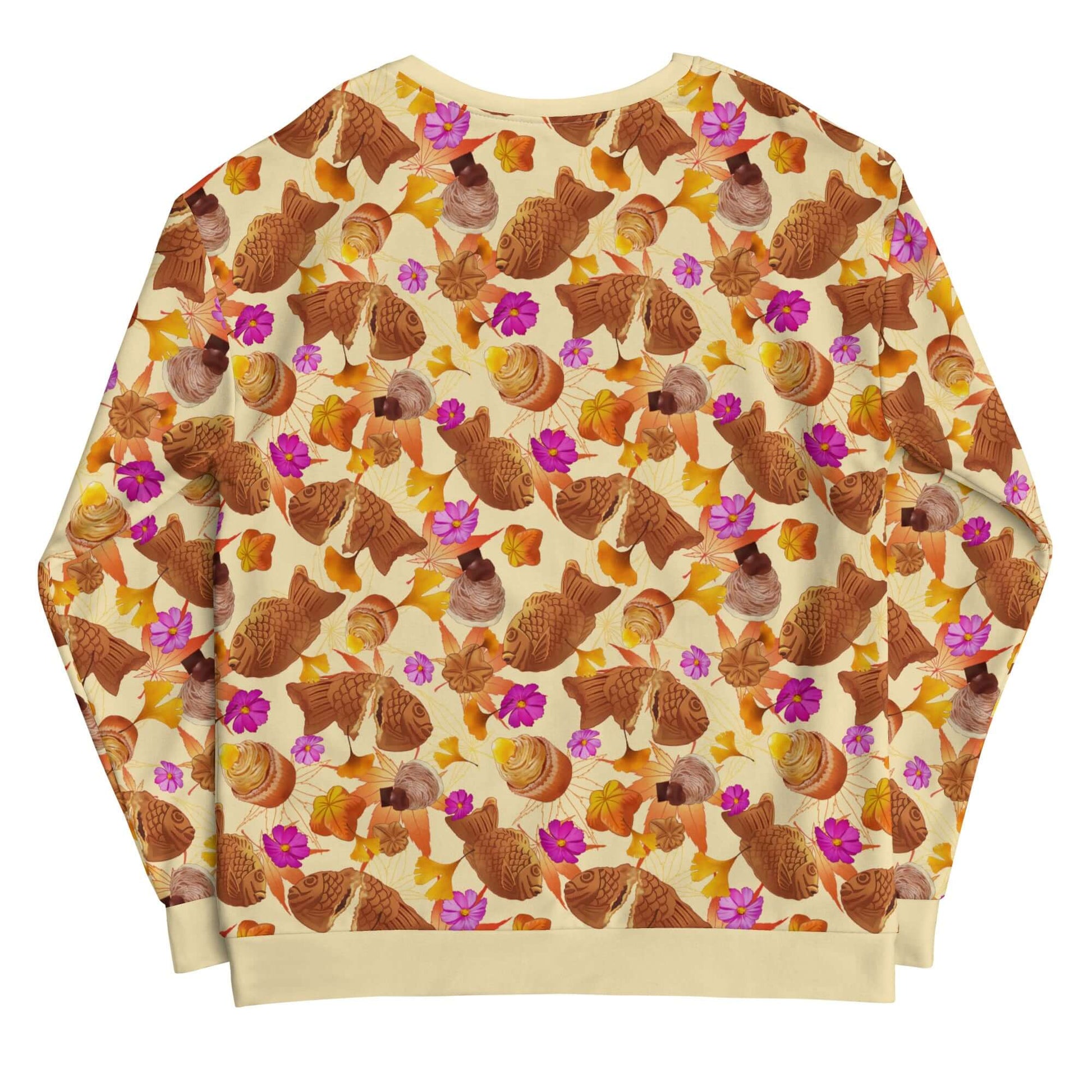 Eye-catching Momiji Sweatshirt with warm tones and pink accents, perfect for fall occasions and cozy comfort.
