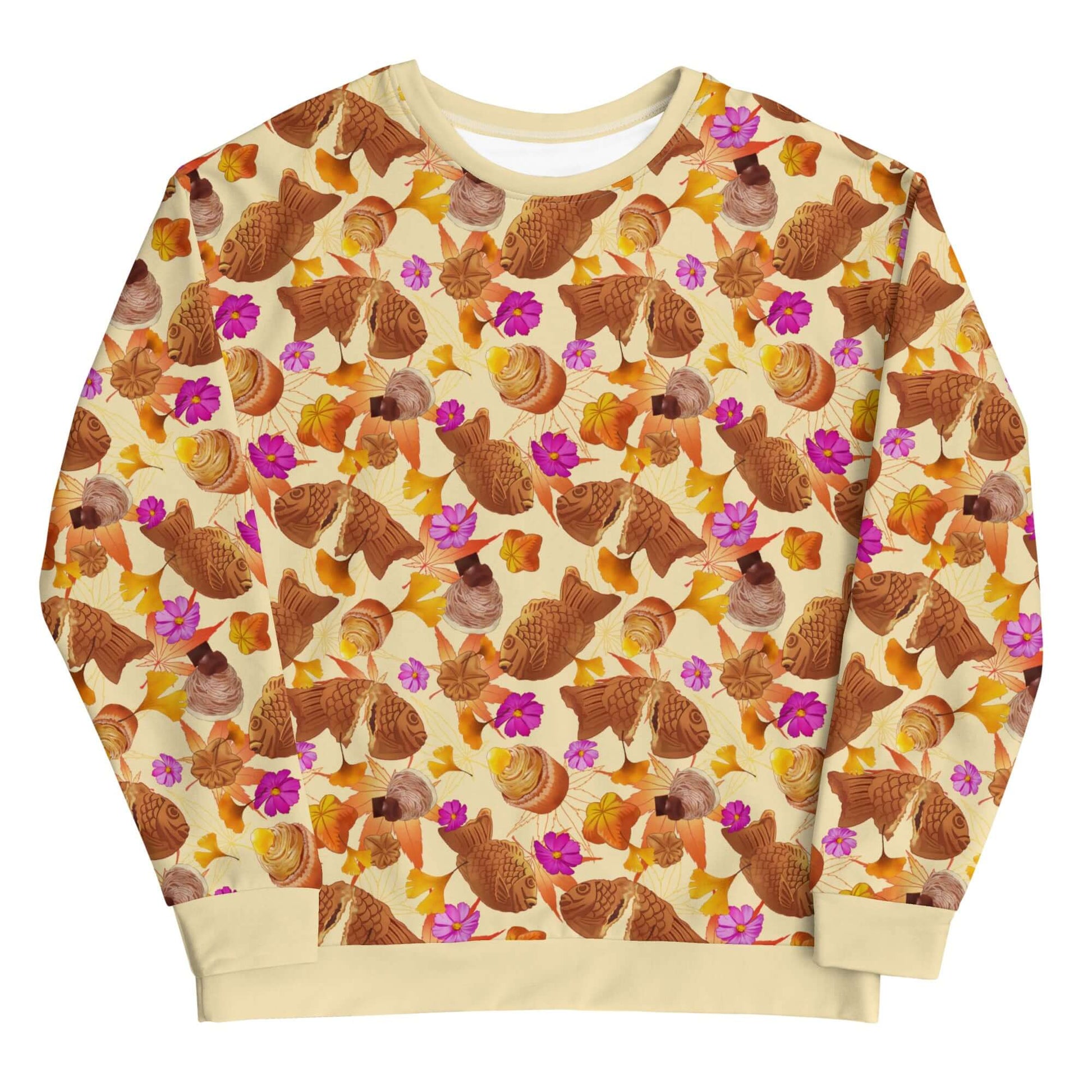 Shop the vibrant Momiji Sweatshirt, featuring warm tones and pink accents, perfect for fall and ultimate comfort.