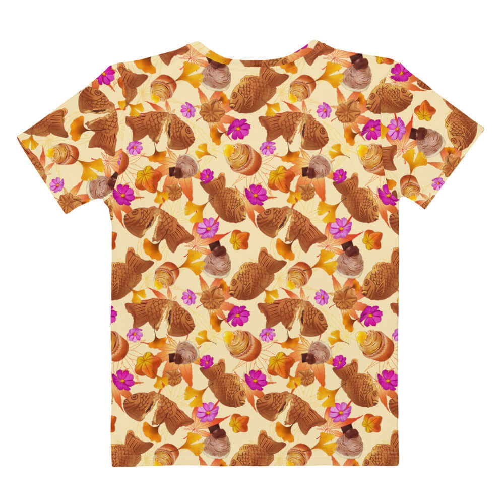 Stylish Momiji T-shirt in warm tones with pink accents, perfect for fall and any occasion. Super smooth and comfortable.