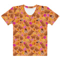 Vibrant Momiji T-shirt with warm tones and pink accents, perfect for fall and everyday comfort.
