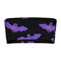 Morrigan bandeau bikini top featuring playful bat and cloud design in purple and black.