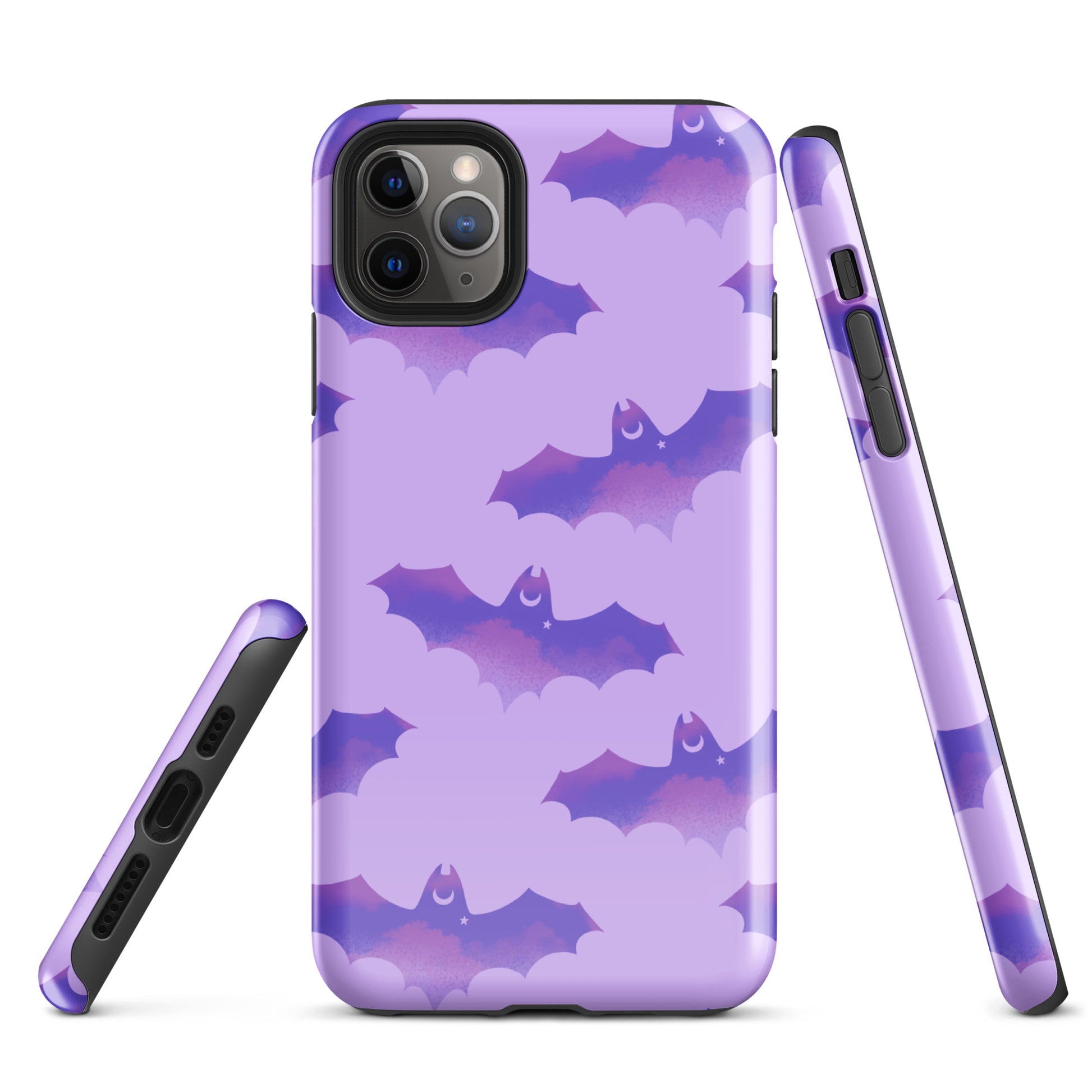 Morrigan iPhone® Tough Case features a stylish bat design, combining durability and fashion for ultimate protection.