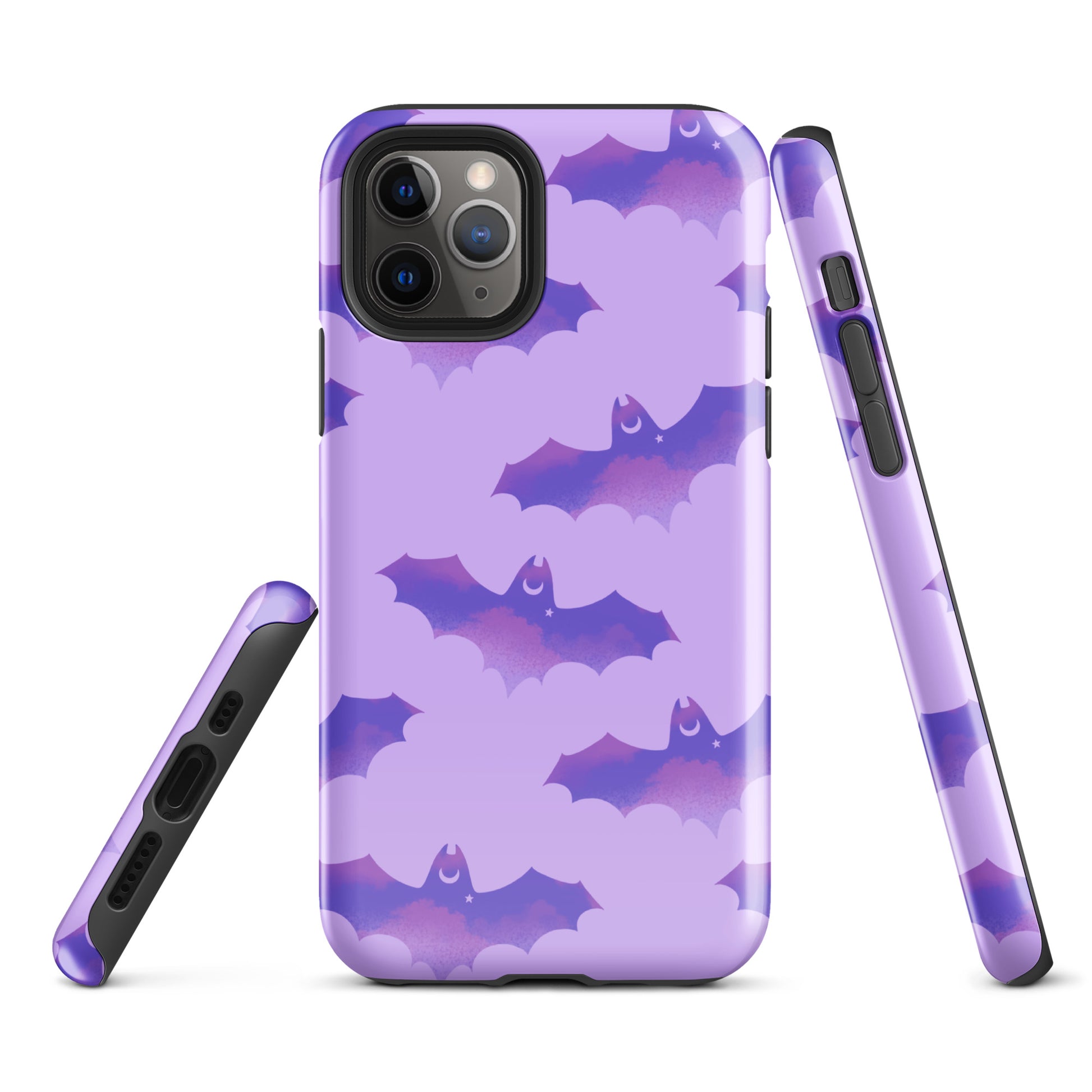 Morrigan iPhone® Tough Case featuring a stylish bat design, combining protection and fashion for your phone.