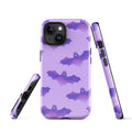 Stylish Morrigan iPhone® Tough Case features a durable design with bats on a purple background for ultimate protection.