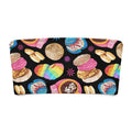Pan Dulce bandeau bikini top featuring colorful sweet treats on a black background, perfect for fun summer vibes.