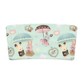 Fun Parasol Bunny Bandeau Bikini Top with cute bunnies and parasols on a mint background.