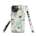Stylish Parasol Bunny iPhone® Tough Case featuring cute bunnies and umbrellas for trendy phone protection.