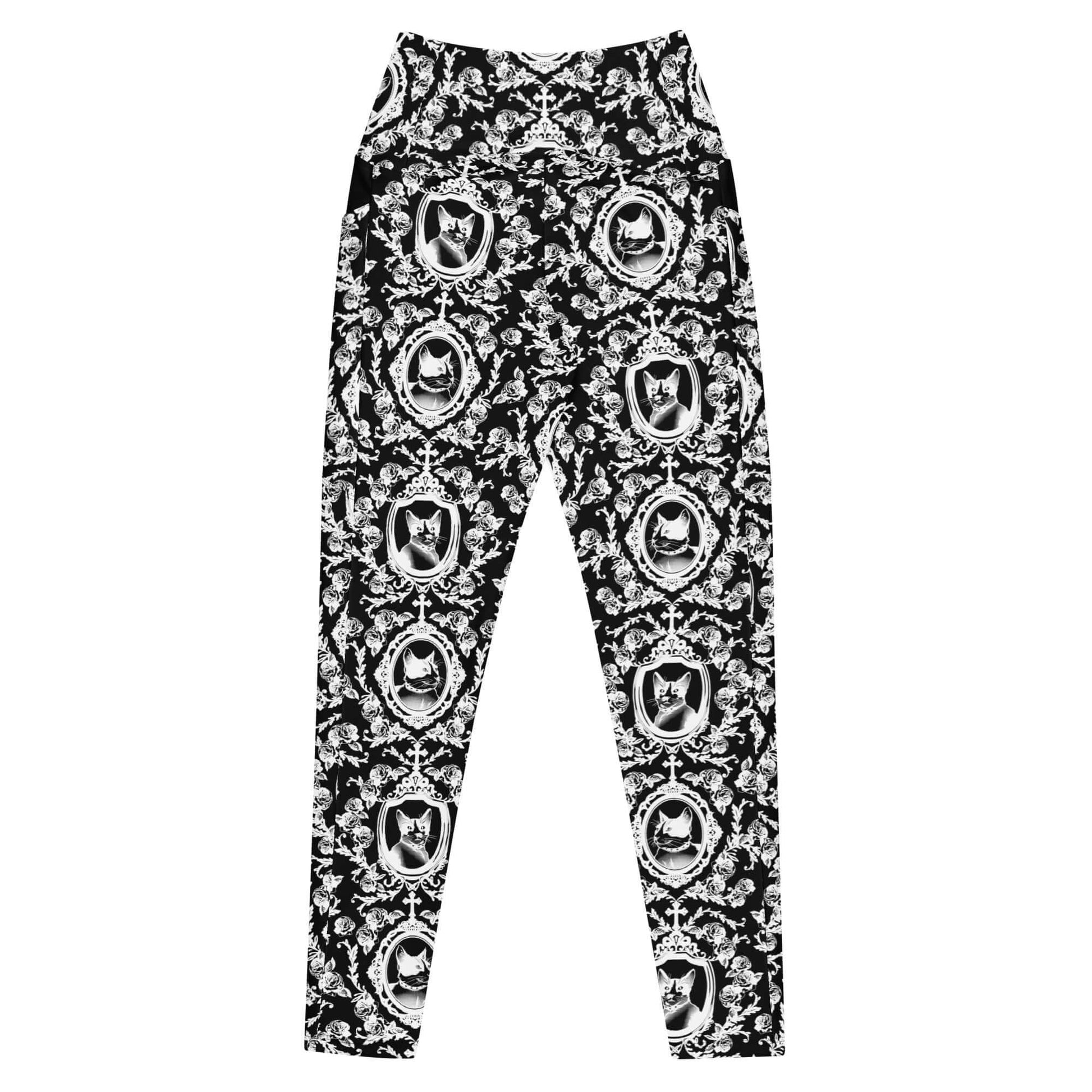 Stylish Premium Queen's Beloved Kitty Leggings with a classic high-waisted cut, perfect for comfort and elegance.