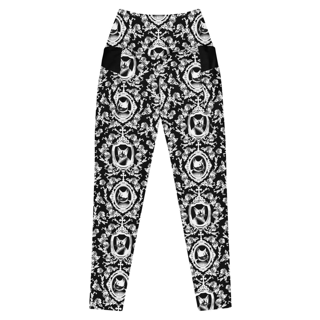 Premium Queen's Beloved Kitty Leggings feature a stylish design, high-waisted cut, and pockets for ultimate comfort.