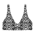 Stylish Queen's Beloved Kitty Padded Bikini Top featuring a regal cat print, perfect for summer elegance and comfort.
