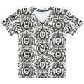 Elegant Queen's Beloved Kitty T-shirt featuring black-and-white motifs, perfect for a stylish, comfortable look.