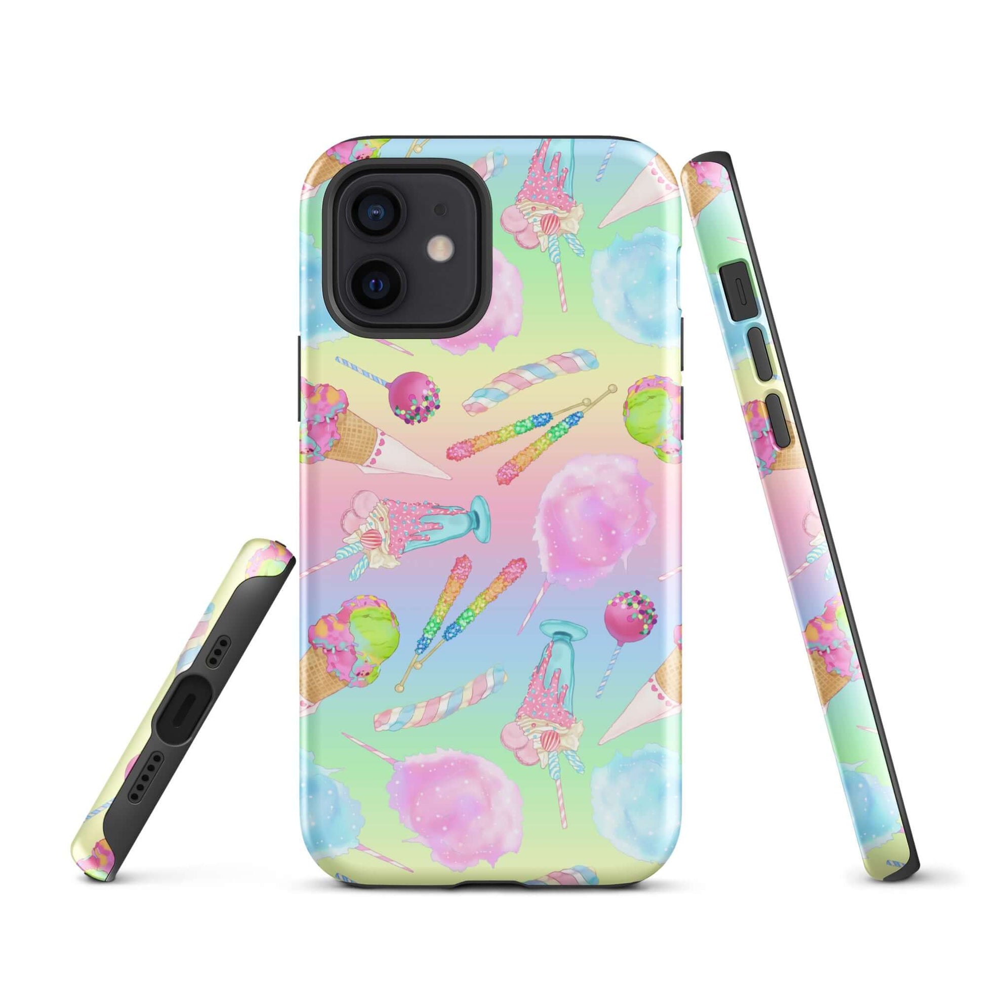 Colorful Rainbow Candy iPhone® Tough Case, featuring a durable design for stylish phone protection. Perfect for year-round use!