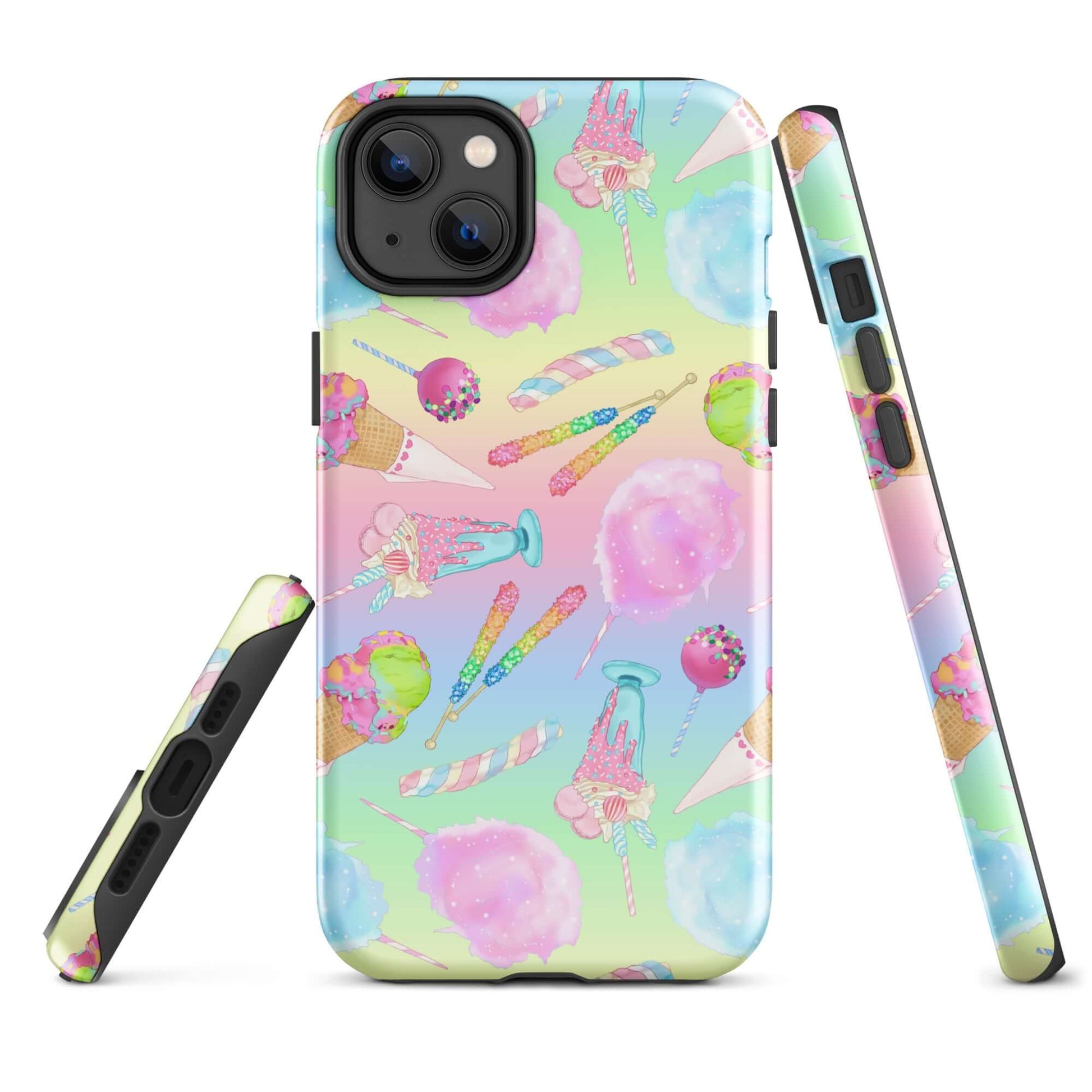 Durable Rainbow Candy iPhone® Tough Case featuring colorful candy designs for stylish phone protection.
