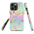 Stylish Rainbow Candy iPhone® Tough Case with dual-layer protection and vibrant candy pattern for trendy phone safety.