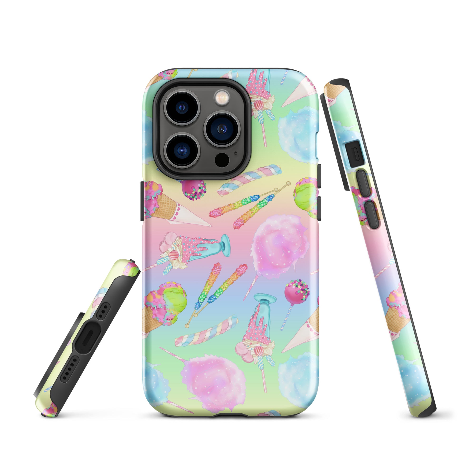 Colorful Rainbow Candy iPhone® Tough Case features a durable design, perfect for stylish protection and impact absorption.