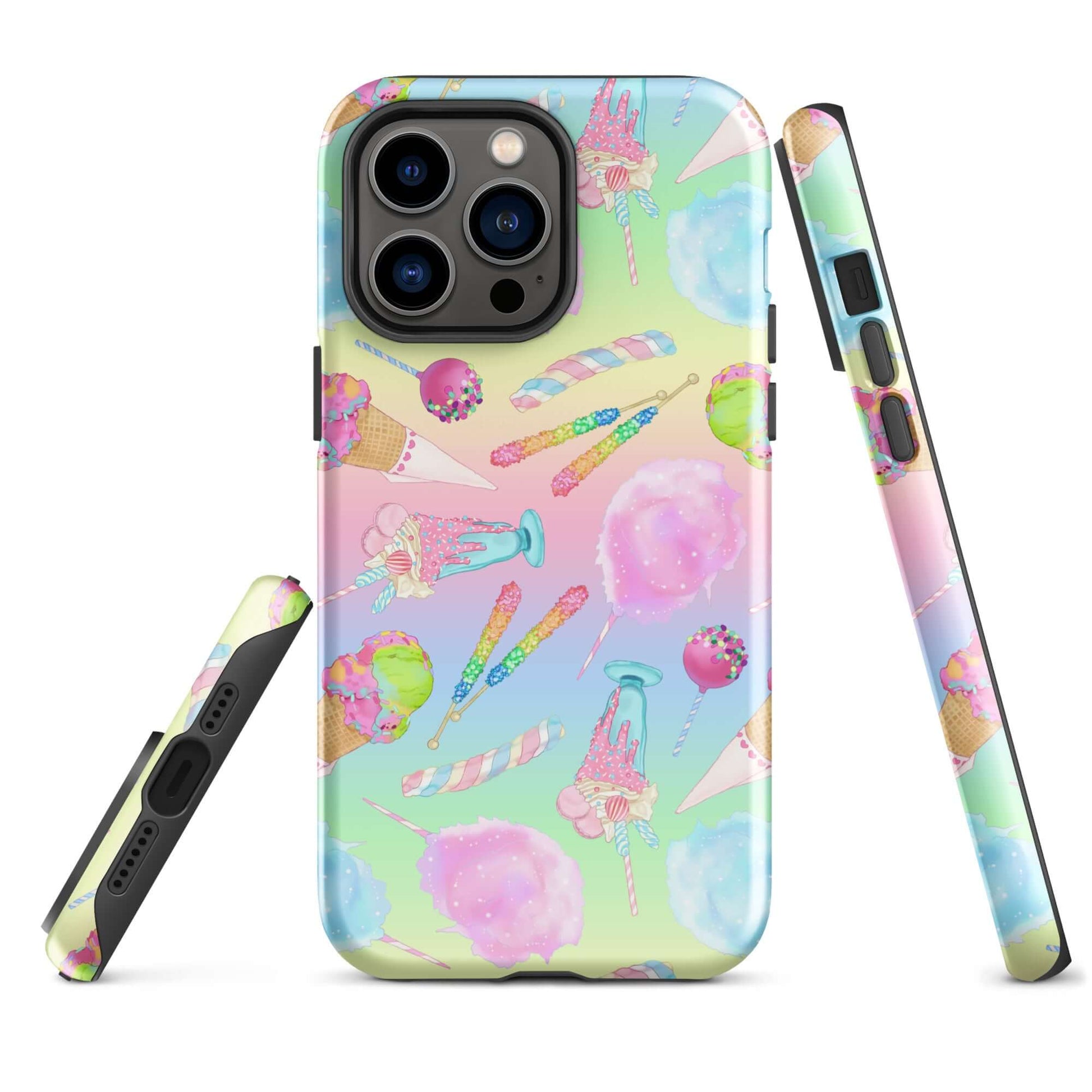 Colorful Rainbow Candy iPhone® Tough Case featuring dual-layer protection for style and safety. Perfect for fashion-forward users!