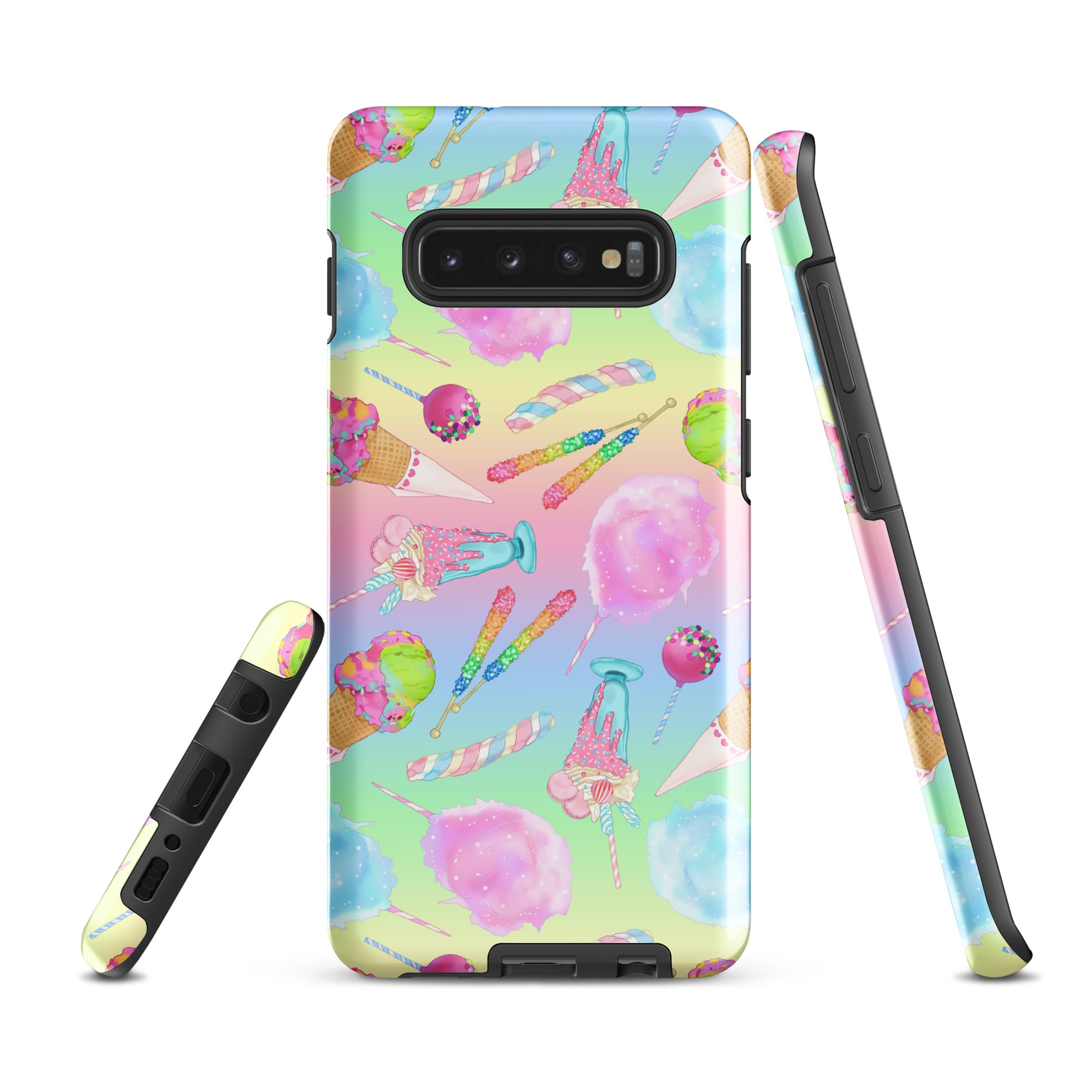 The Rainbow Candy Samsung® Tough Case features a vibrant design, ensuring style and protection for your phone.