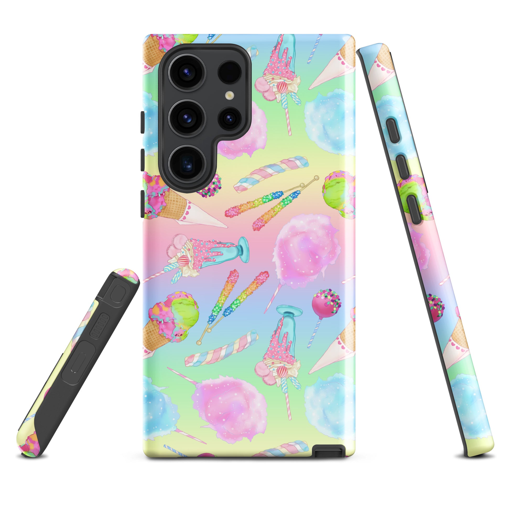 Colorful Rainbow Candy Samsung® Tough Case features playful designs, offering protection and style for your phone.