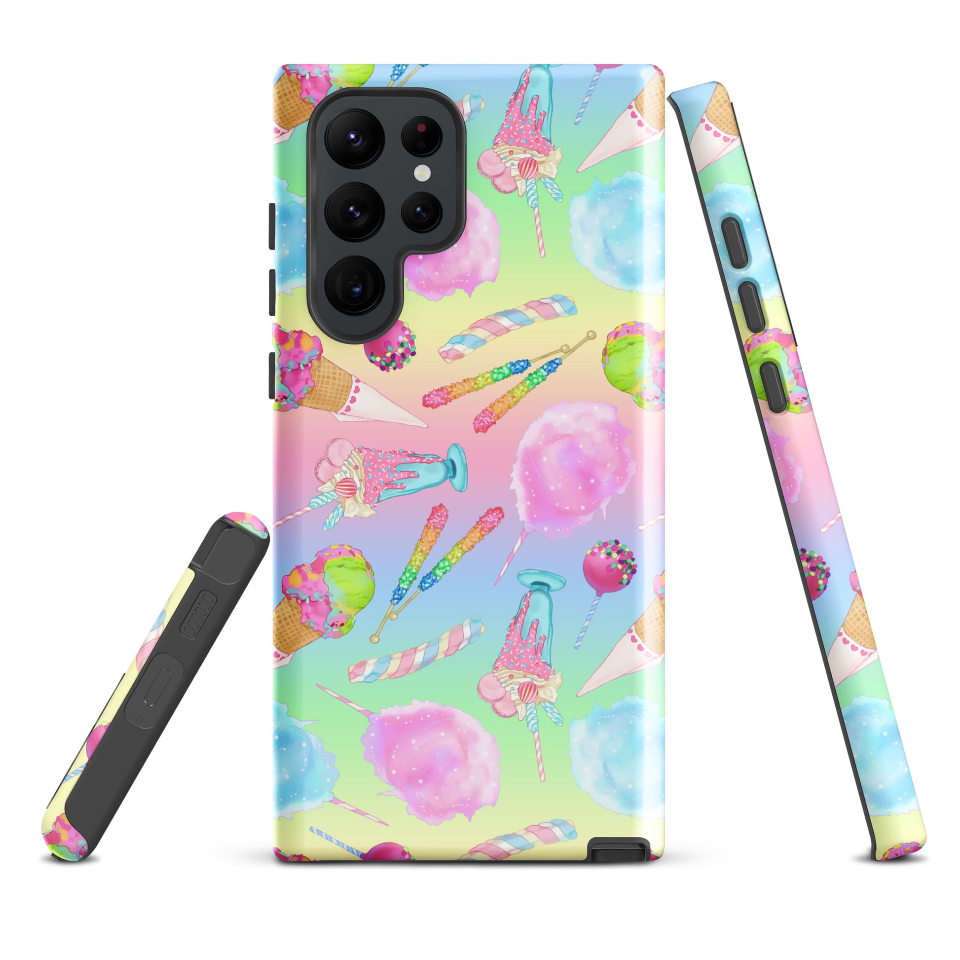 Colorful Rainbow Candy Samsung® Tough Case features a vibrant design, combining style and protection for your phone.