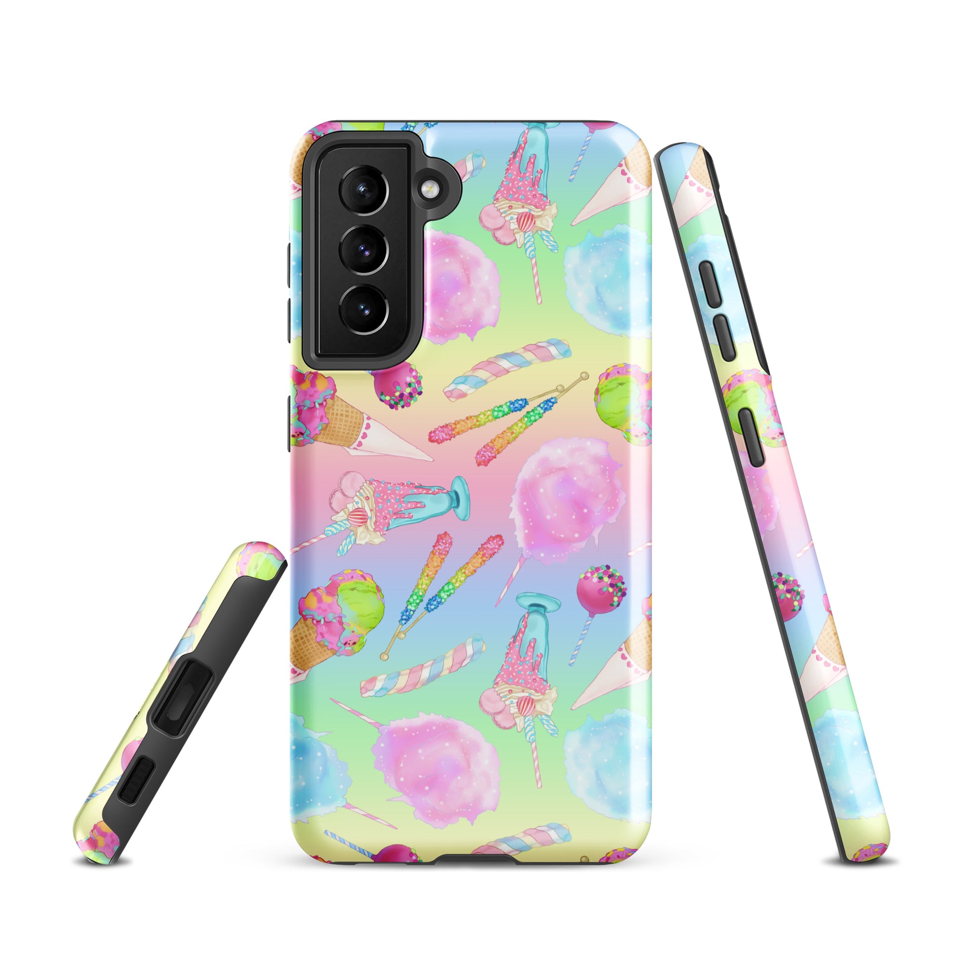 Stylish Rainbow Candy Samsung® Tough Case features a colorful candy design, offering durability and protection for your phone.