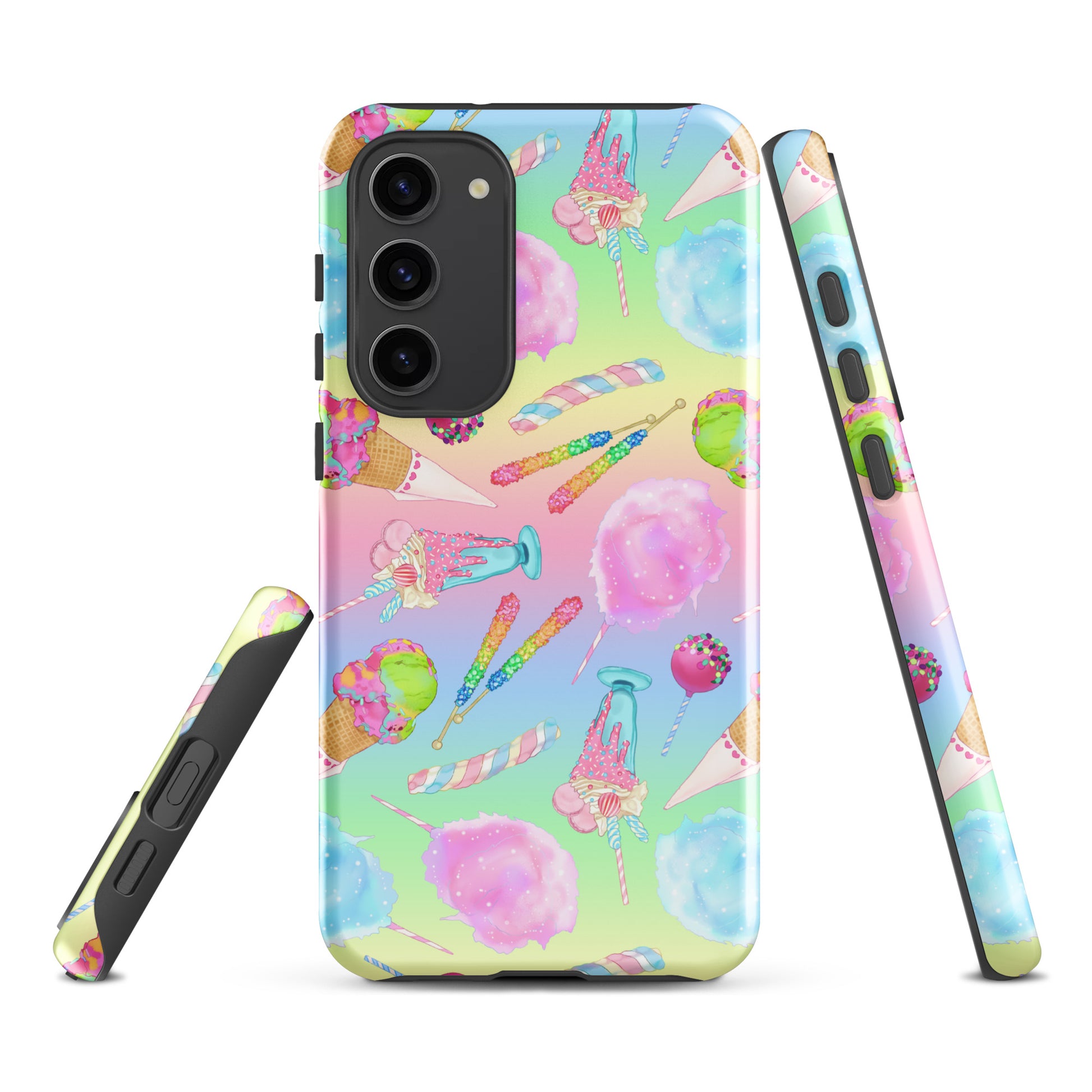 Colorful Rainbow Candy Samsung® Tough Case, featuring vibrant candy designs for style and protection on your phone.