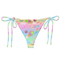 Rainbow Candy String Bikini Bottom features a colorful candy print, perfect for summer poolside relaxation.
