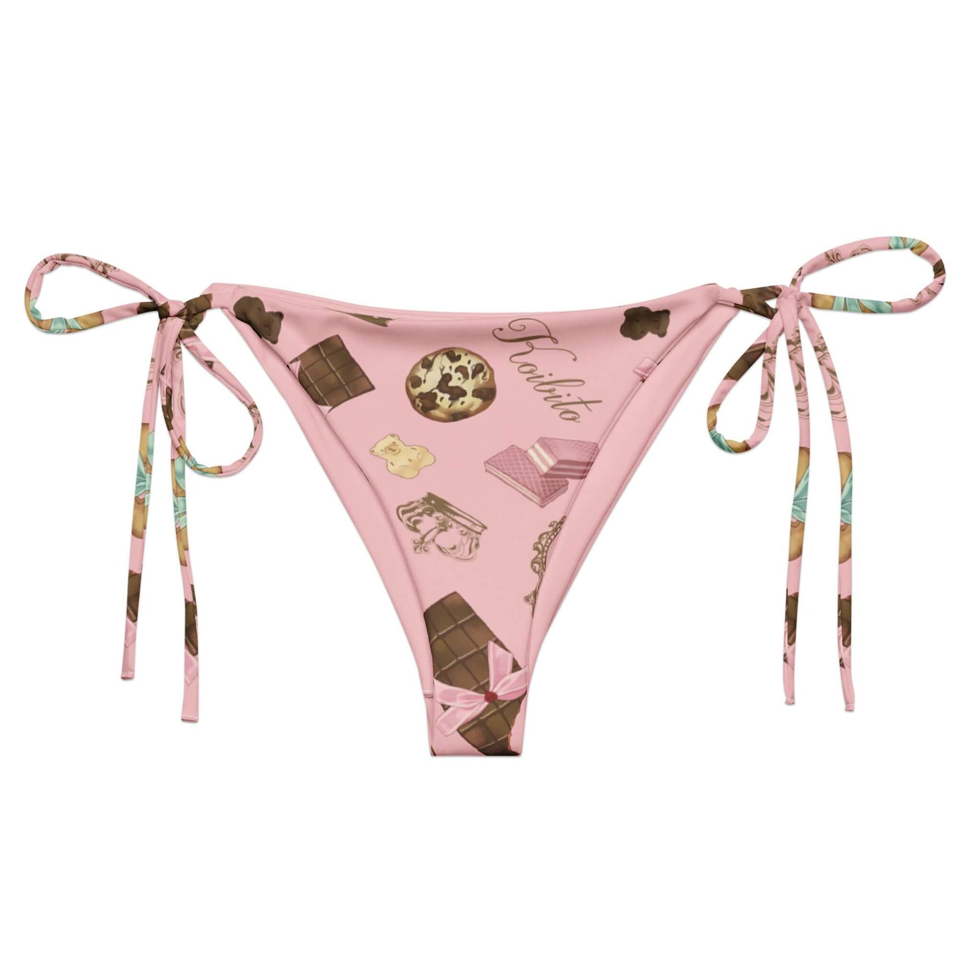 Royal Cookie String Bikini Bottom features a playful dessert print, perfect for poolside relaxation this summer.