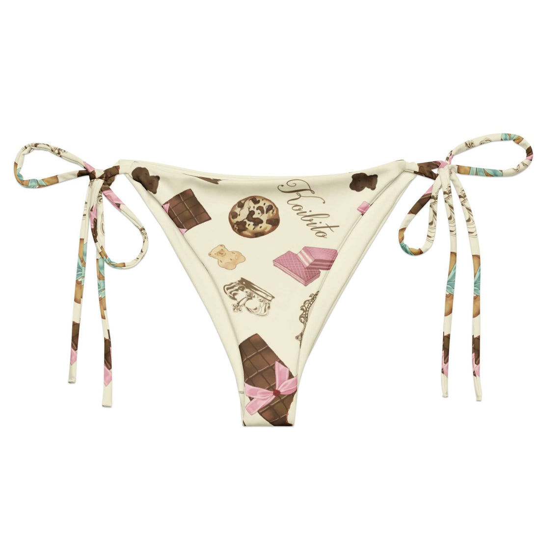 Royal Cookie String Bikini Bottom features a playful dessert print, perfect for sunbathing by the pool this summer.