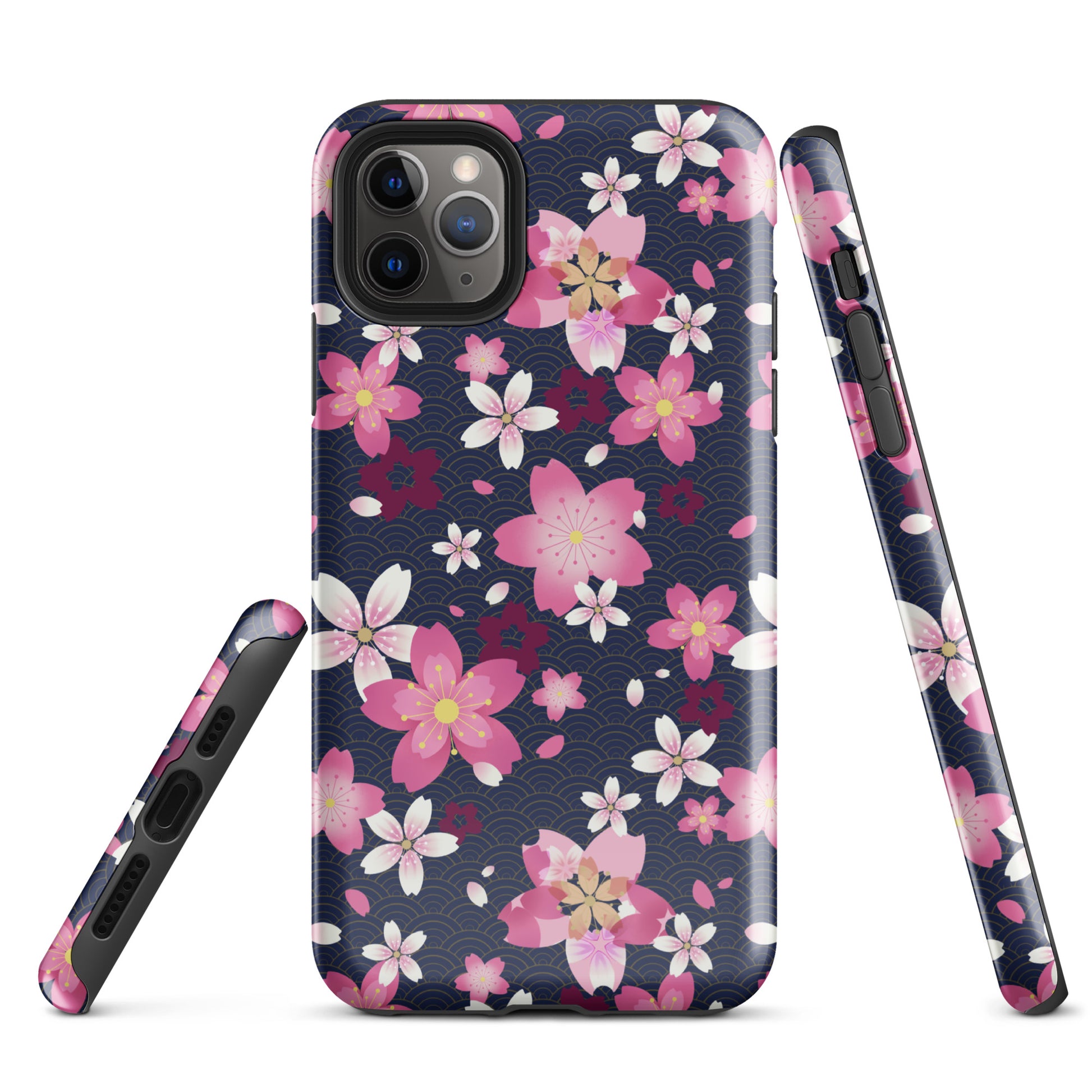 Stylish Sakura iPhone® Tough Case featuring durable layers for maximum protection and beautiful floral design.