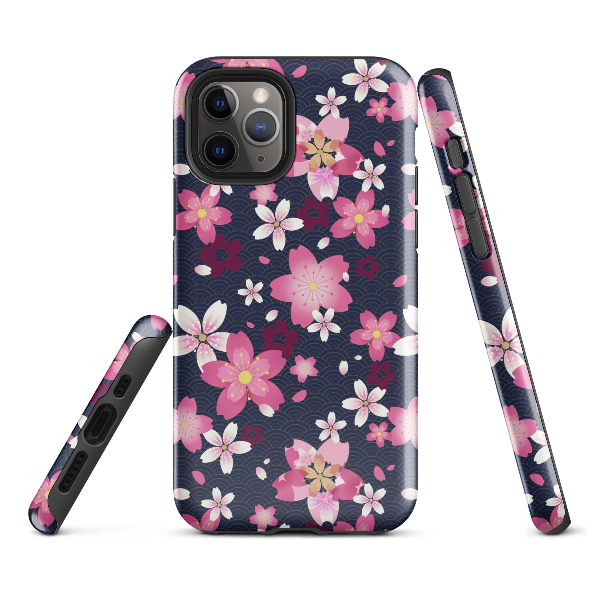 Sakura iPhone® Tough Case features a floral design, combining style and protection for your device.