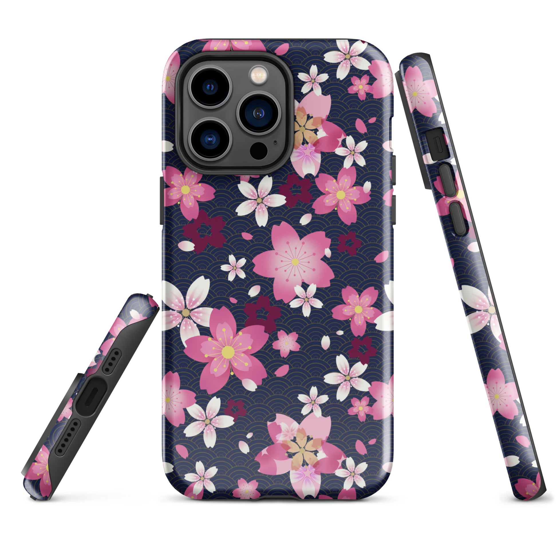 Sakura iPhone® Tough Case features a floral design with dual-layer protection for style and durability.