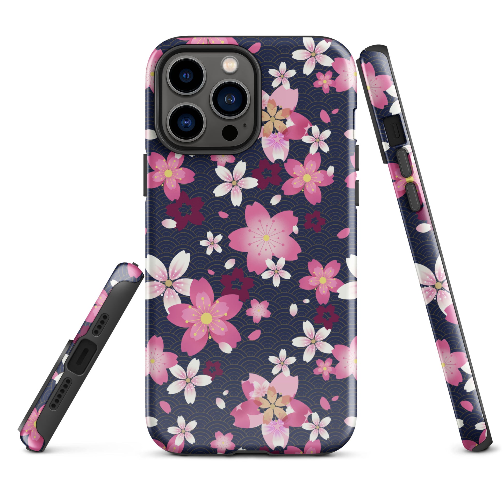 Sakura iPhone® Tough Case features a floral design, offering stylish protection with durable, dual-layer construction.