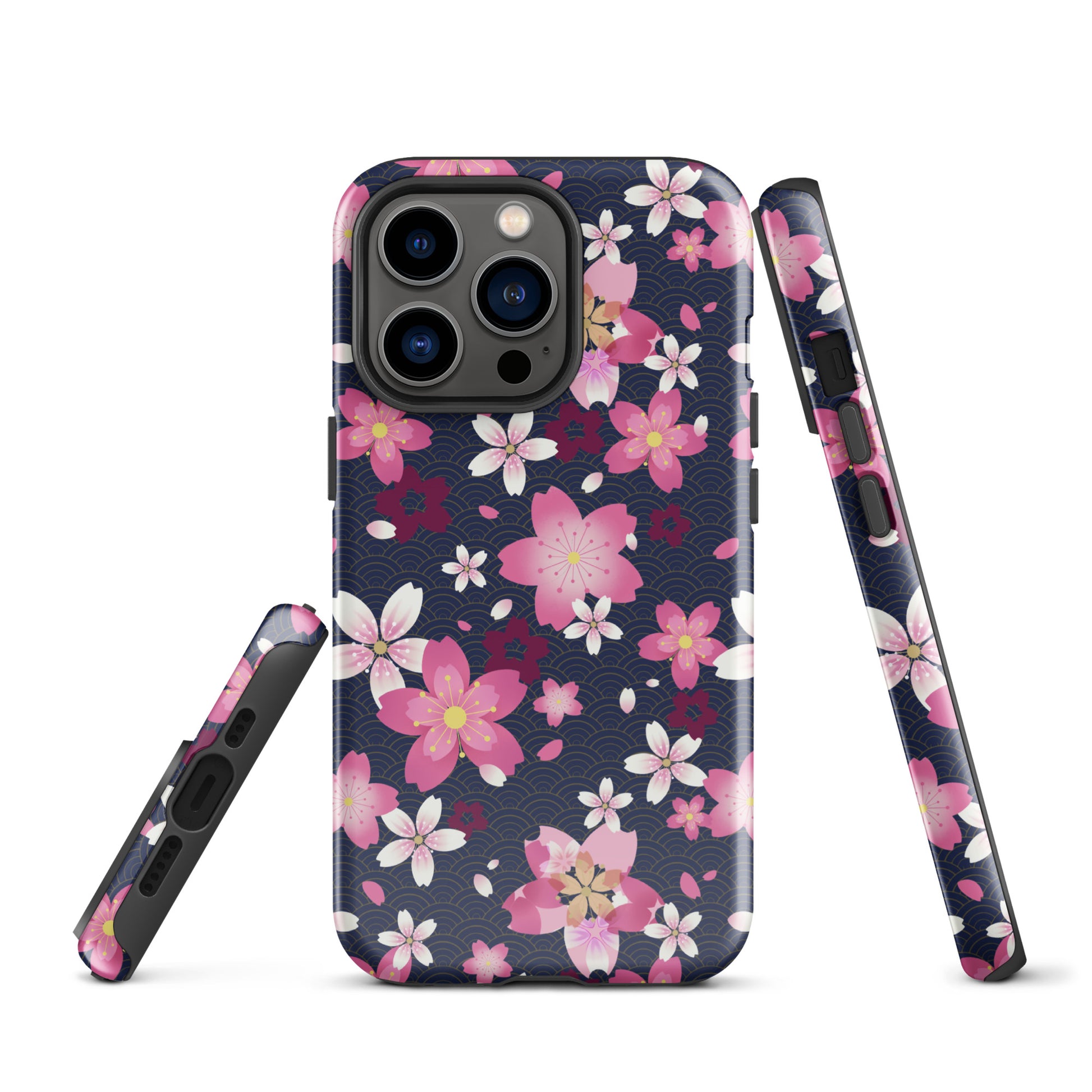 Sakura iPhone® Tough Case features a floral design with durable layers for stylish protection and impact absorption.
